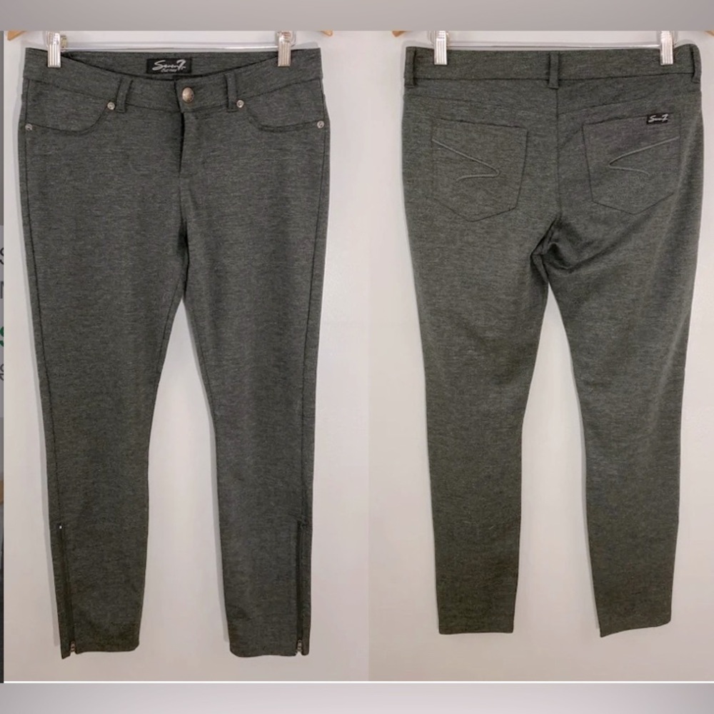 7 seven grey pants with leather detail casual fall skinny classic boho $80